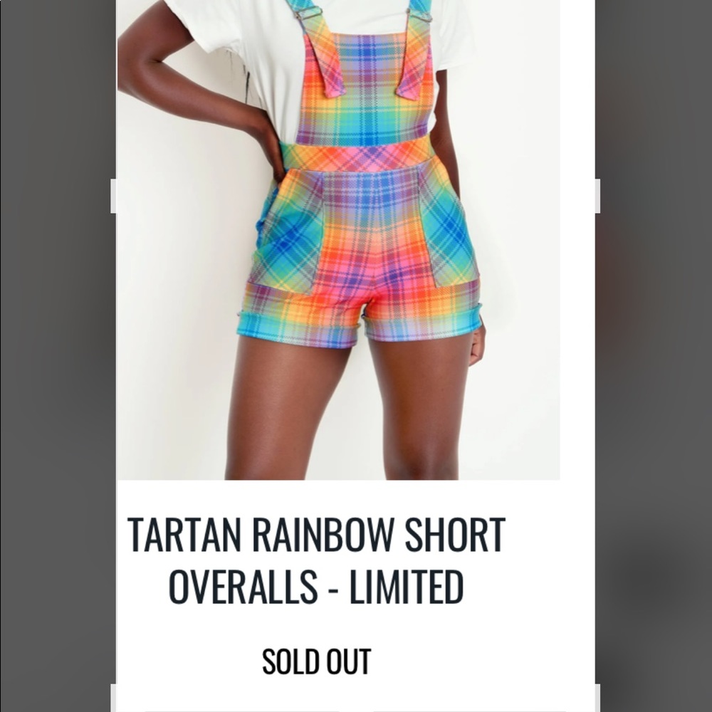 Blackmilk Tartan Rainbow Short Overalls-NWT-limited